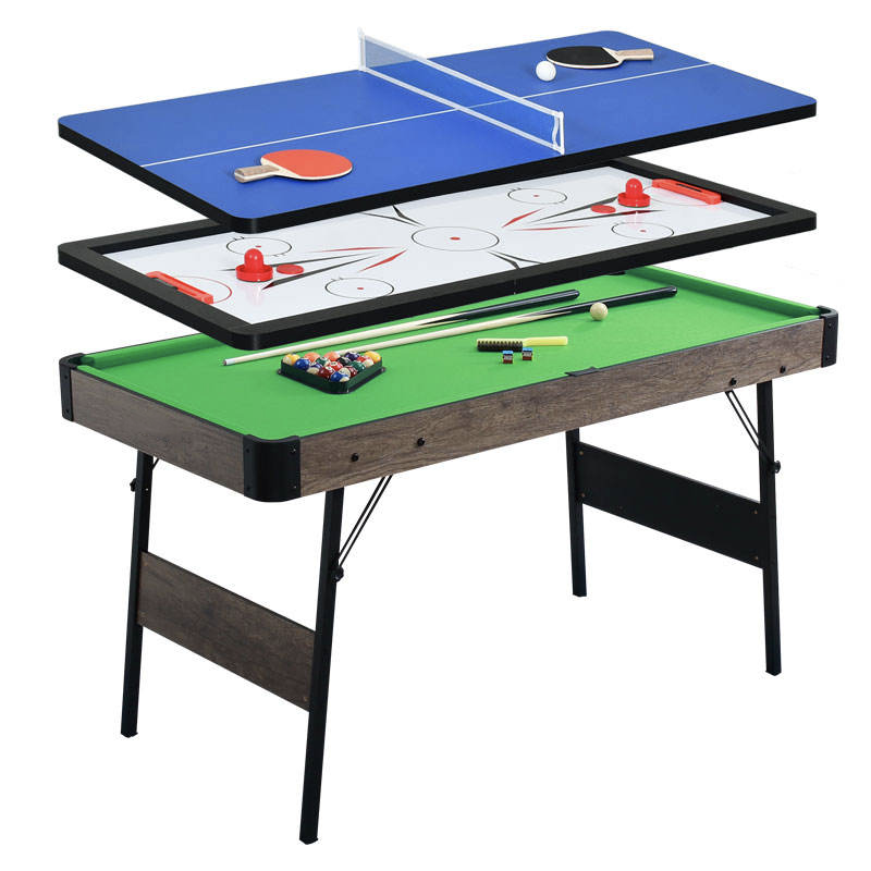 ✨48" Folding 3-in-1 home Billiard table🎱  Pool, Table tennis🏓, ice hockey🏒 for children's/adults👨‍👩‍👧‍👦 American black eight