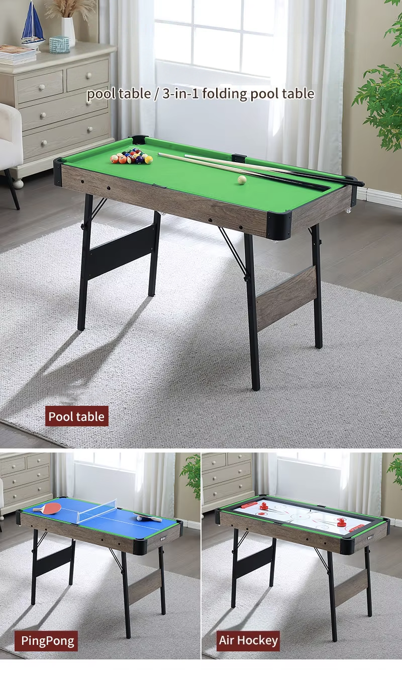 ✨48" Folding 3-in-1 home Billiard table🎱  Pool, Table tennis🏓, ice hockey🏒 for children's/adults👨‍👩‍👧‍👦 American black eight