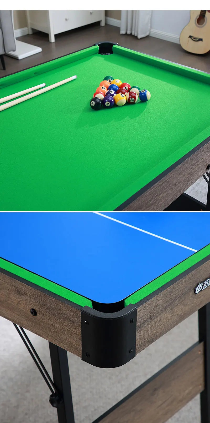 ✨48" Folding 3-in-1 home Billiard table🎱  Pool, Table tennis🏓, ice hockey🏒 for children's/adults👨‍👩‍👧‍👦 American black eight